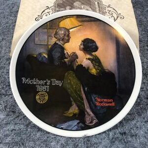 Vintage Knowles Norman Rockwell Mother's Day 1981 After The Party Plate COA Box